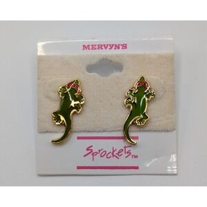 Sprockets Mervyn's Vintage Green Gecko Red Sunglasses Enamel Earrings NWT